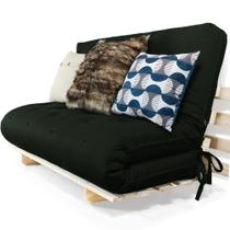 Sofa Cama Casal Futon Oriental Verde Militar Com Madeira Maciça - R9 Design Futon