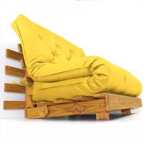 Sofá Cama Casal Futon Tokio Amarelo Acquablock Madeira Maciça Cor Mel