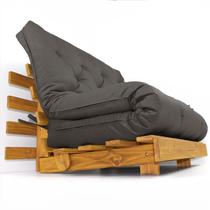 Sofá Cama Casal Futon Tokio Azul Royal Acquablock Madeira Maciça Cor Mel