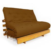 Sofá Cama Casal Futon Tokio Caramelo Madeira Maciça Grapia Cor Natural