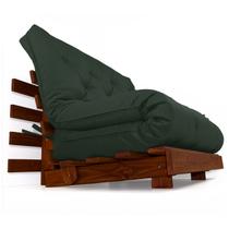 Sofá Cama Casal Futon Tokio Verde Militar Madeira Maciça Cor Imbuia