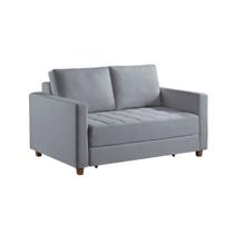 Sofa Cama Casal Marcelle 2 Lugares 150cm Linho Pe de Madeira