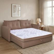 Sofá Cama Casal Montreal com Colchão Fixo em Linho Marrom Escuro Sofá Cama Casal Montreal com Colchão Fixo em Linho Marrom Escuro