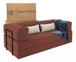 Sofá Cama Casal Puff Modular 2 em 1 Terracota Enviado na Caixa Design Moderno Industrial Sofá Cama Casal Puff Modular 2 em 1 Terracota Enviado na Caixa Design Moderno Industrial