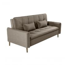 Sofá Cama Casal Reclinável Donna Veludo Turkey Castor