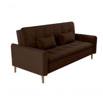 Sofá Cama Casal Reclinável Donna Veludo Turkey Chocolate