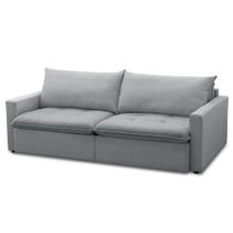 Sofá Cama Casal Retrátil 208cm Carly F05 Linho Impermeabilizado Cinza - Mpozenato Sofá Cama Casal Retrátil 208cm Carly F05 Linho Impermeabilizado Cinza - Mpozenato