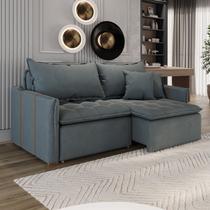 Sofá Cama Casal Retrátil e Reclinável 3 Lugares Veludo Cinza Flórida 220cm Sofá Cama Casal Retrátil e Reclinável 3 Lugares Veludo Cinza Flórida 220cm