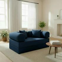 Sofá Cama Casal Vem Na Caixa Modular 160x180cm Espuma Tecido Veludo Confortável Estofado Sala Estar Quarto Hóspedes