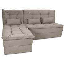 Sofa cama Chaise 3 lugares Reclinavel Dafne Veludo Bege B251 - Matrix