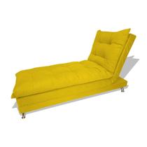 Sofa Cama Chaise Bicama Reclinavel Sala Diva Suede Amarelo - INCASA DECOR