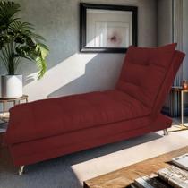 Sofa Cama Chaise Bicama Reclinavel Sala Lavinia Suede Cor:BordôDesenho do tecido:Suede