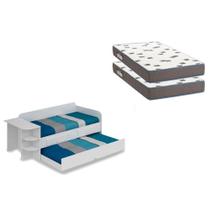 Sofá Cama Cimol Helena + 2 Colchões Ortobom Branco