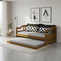 Sofá Cama Com Auxiliar Solteiro Madeira Maciça para Colchão 88x188cm
