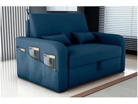 Sofá Cama com Baú 2 Lugares 140cm Lady Day Azul Matrix