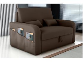 Sofá Cama com Baú 2 Lugares 140cm Lady Day Marrom Matrix