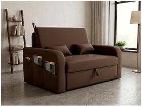 Sofá Cama com Baú 2 Lugares 140cm Lady Day Marrom Matrix