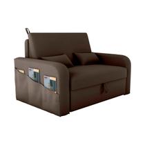 Sofá Cama com Baú 2 Lugares 140cm Lady Day Marrom Matrix