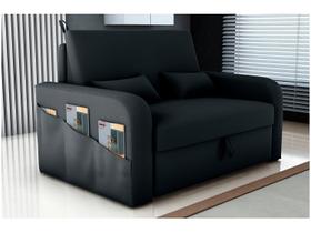 Sofá Cama com Baú 2 Lugares 140cm Lady Day Preto Matrix