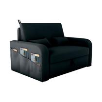 Sofá Cama com Baú 2 Lugares 140cm Lady Day Preto Matrix