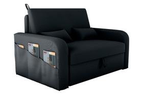 Sofá Cama com Baú 2 Lugares 140cm Lady Day Preto Matrix