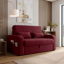 Sofá Cama com Baú 2 Lugares 140cm Lady Day Vinho Matrix Sofá Cama com Baú 2 Lugares 140cm Lady Day Vinho Matrix