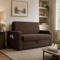 Sofá Cama com Baú 2 Lugares Daiane Marrom Matrix Sofá Cama com Baú 2 Lugares Daiane Marrom Matrix