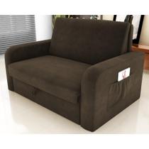 Sofá Cama com Baú 2 Lugares Harry Suede Cappuccino