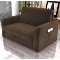 Sofá Cama com Baú 2 Lugares Harry Veludo Marrom