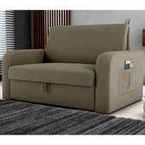 Sofá Cama com Baú 2 Lugares Harry Veludo Maserati Cappucino