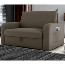 Sofá Cama com Baú 2 Lugares Harry Veludo Maserati Marrom