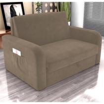 Sofá Cama com Baú 2 Lugares Numey Veludo Cappuccino