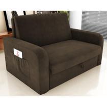 Sofá Cama com Baú 2 Lugares Raheny Suede Cappuccino Sofá Cama com Baú 2 Lugares Raheny Suede Cappuccino