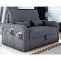 Sofá Cama com Baú Gorteen Veludo Cinza Sofá Cama com Baú Gorteen Veludo Cinza