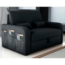 Sofá Cama com Baú Gorteen Veludo Inca Preto