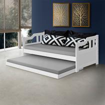 Sofá Cama com Braços Solteiro Madeira - Branco