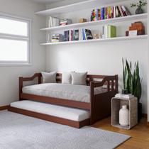 Sofá Cama com Cama Auxiliar 195cm em Madeira Maciça Zurique Castanho