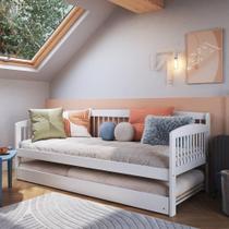 Sofá-Cama com Cama Auxiliar de Madeira Maciça para Colchão 78x188cm Multimóveis CR35275