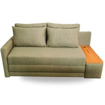 Sofá Cama com Tampo Lateral Direito e USB Tecido Linho 180cm