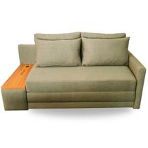 Sofá Cama com Tampo Lateral Esquerdo e USB Tecido Linho 180cm