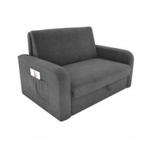 Sofá Cama Daiane 2 Lugares Com Baú Suede Cinza Matrix Sofá Cama Daiane 2 Lugares Com Baú Suede Cinza Matrix