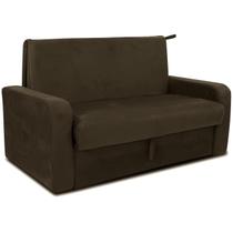 Sofá Cama Daiane com Baú 2 Lugares 140cm Cor Marrom