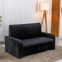 Sofá Cama Daiane Larg. 1.40m C/Baú Veludinho Preto 379/451 Sofá Cama Daiane Larg. 1.40m C/Baú Veludinho Preto 379/451