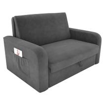 Sofá-Cama Daiane Veludo Light Cinza Sofá-Cama Daiane Veludo Light Cinza