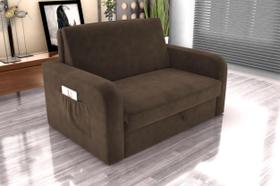 Sofá Cama Daiane Veludo Marrom C426 Sofá Cama Daiane Veludo Marrom C426