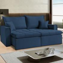 Sofá Cama Dallas 270 Cm sem Caixa Veludo Azul Marinho