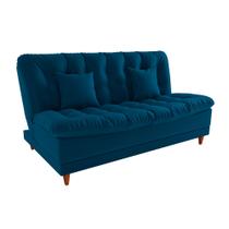 Sofá Cama Day 185cm Reclinável Manual Veludo Azul - Sallar Home