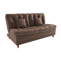 Sofá Cama Day 185cm Reclinável Manual Veludo Marrom - Sallar Home