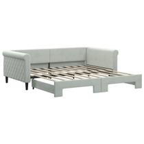 Sofá Cama Day Bed vidaXL Tapizado en Terciopelo Gris Claro con Cama Nido