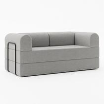 Sofá Cama de Espuma Modular Axel 160cm 02 Lugares com Apoio de Metal Linho Cinza - Abmaza Sofá Cama de Espuma Modular Axel 160cm 02 Lugares com Apoio de Metal Linho Cinza - Abmaza